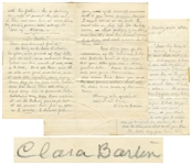 Intriguing Clara Barton Autograph Letter Signed -- ...I am not well...it is not my body proper that has given way but the nerves & sleep...